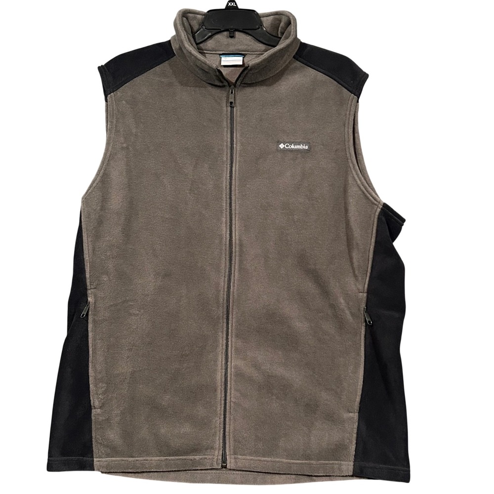 Columbia Mens 2XT Fleece Vest Gray Black Full Zip AT1535 Tall Layering Jacket